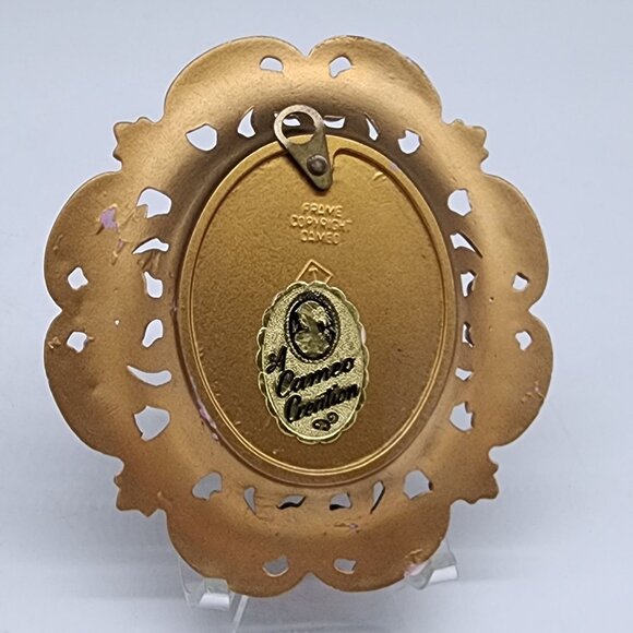 Vintage Cameo Creation Floral Embroidery Picture Frame Plastic Filigree - Picture 6 of 11